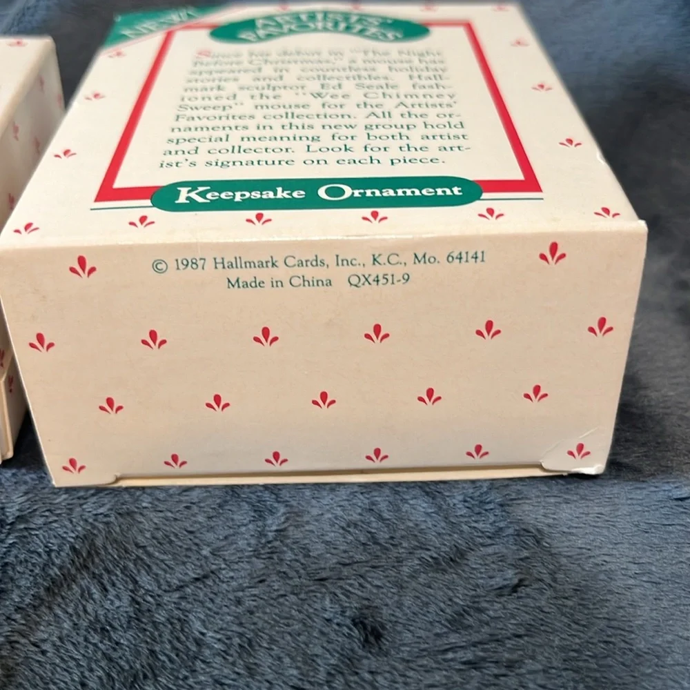 VINTAGE HALLMARK CHRISTMAS ORNAMENTS 1988 & 1987  in box